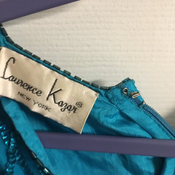 Lawrence Kazar Aqua Sequin Dress - Dinner Wedding 44 Bust Size Large Sw1 - Picture 2 of 4